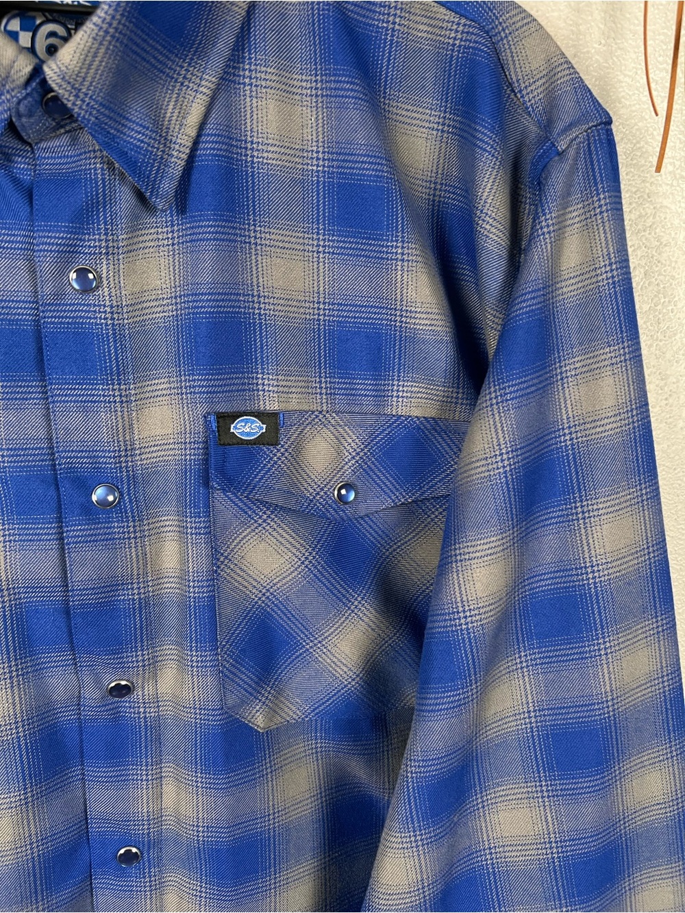 Dixxon Flannel S&S Cycle 65th Anniversary Men's 2X Blue Plaid Pearl Snap Shirt - Picture 3 of 9